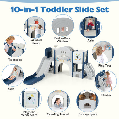 Blue 10-in-1 Toddler Slide Set | Whiteboard & Telescope