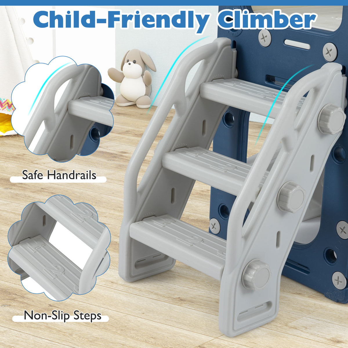 Blue 10-in-1 Toddler Slide Set | Whiteboard & Telescope