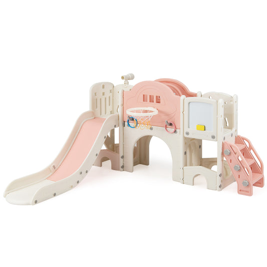Pink 10-in-1 Toddler Slide Set | Whiteboard & Telescope