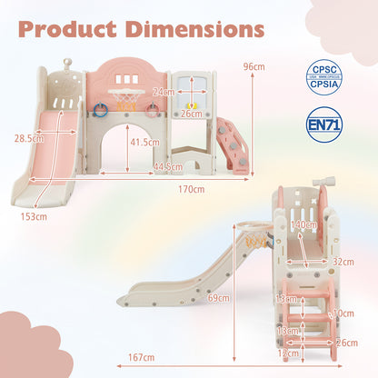Pink 10-in-1 Toddler Slide Set | Whiteboard & Telescope