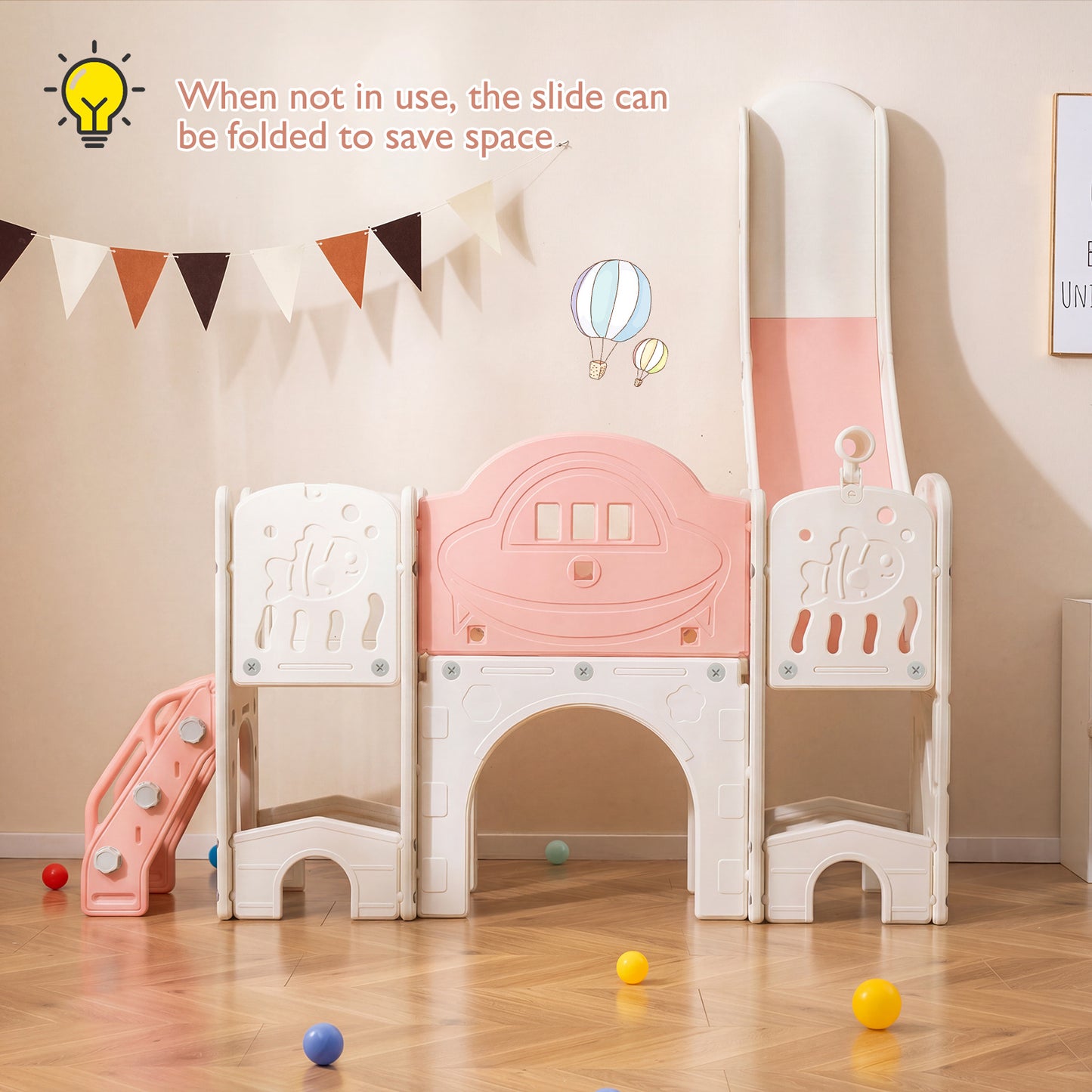 Pink 10-in-1 Toddler Slide Set | Whiteboard & Telescope