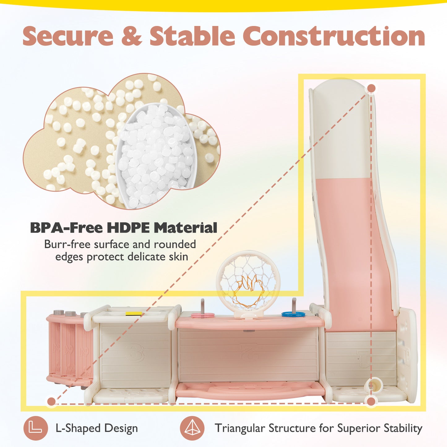 Pink 10-in-1 Toddler Slide Set | Whiteboard & Telescope