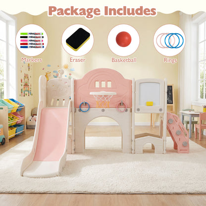 Pink 10-in-1 Toddler Slide Set | Whiteboard & Telescope