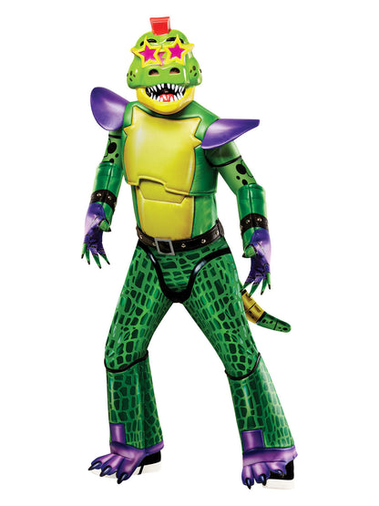 Glamrock Monty Gator Green FNAF Deluxe Jumpsuit Mask Costume