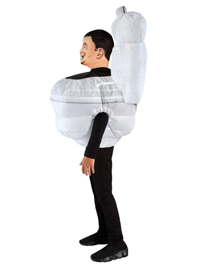 Hilarious Skibidi Toilet inflatable costume transforms kids into a whimsical, white bathroom fixture for playful dress-up...