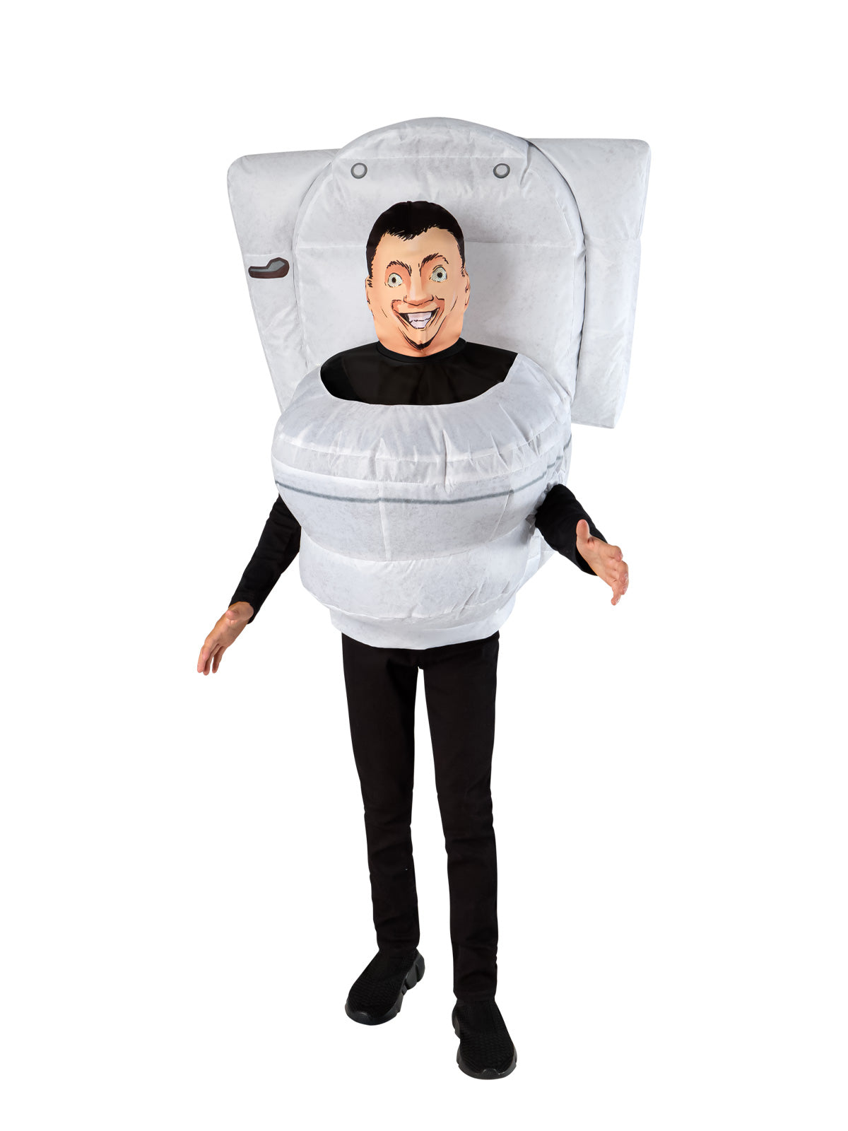 Hilarious Skibidi Toilet inflatable costume transforms kids into a viral sensation for parties and Halloween fun.