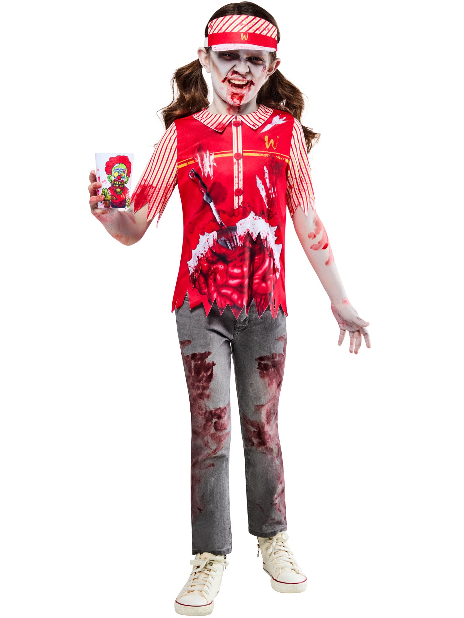 ZOMBIE BURGER WORKER COSTUME CHILD