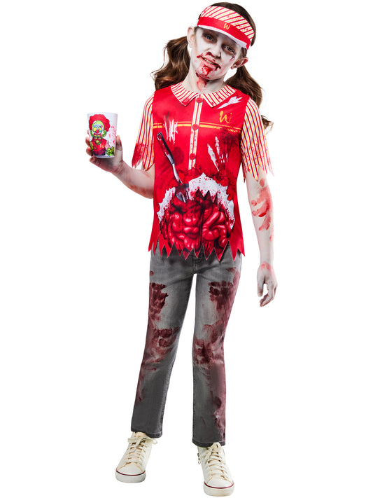 ZOMBIE BURGER WORKER COSTUME CHILD