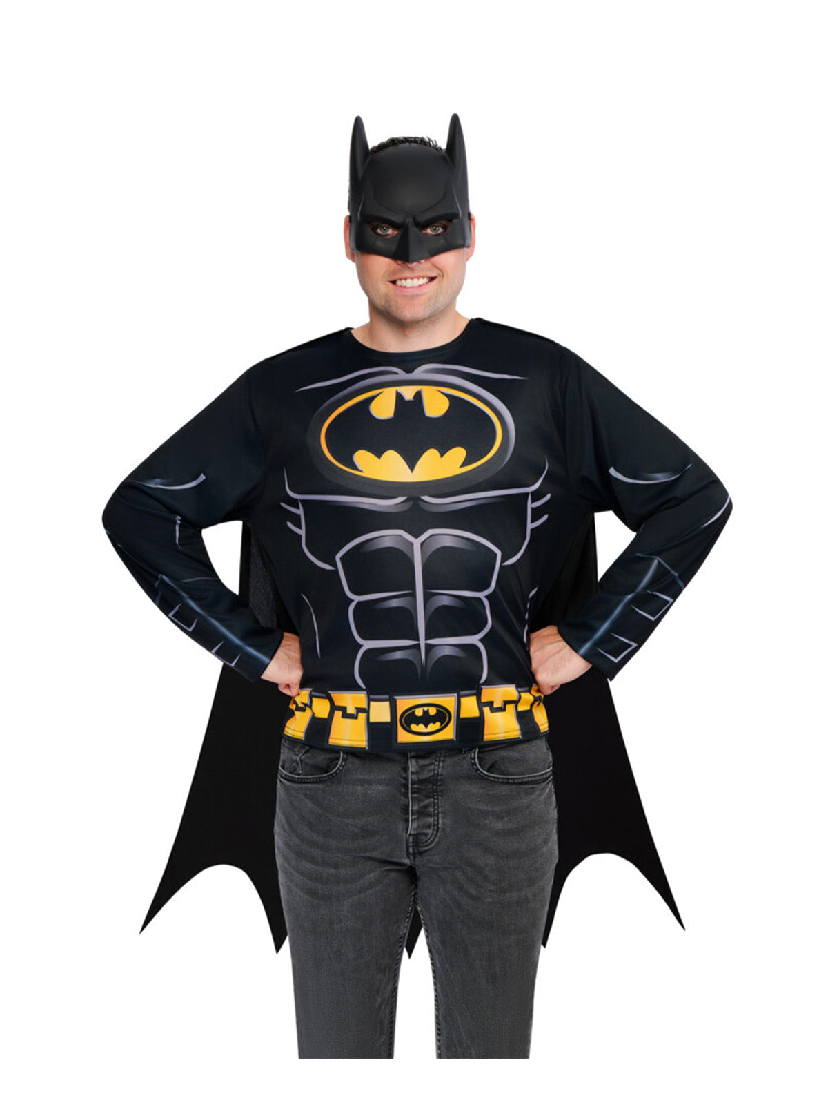 BATMAN COSTUME TOP CAPE & MASK ADULT