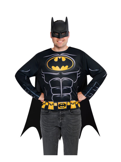 BATMAN COSTUME TOP CAPE & MASK ADULT