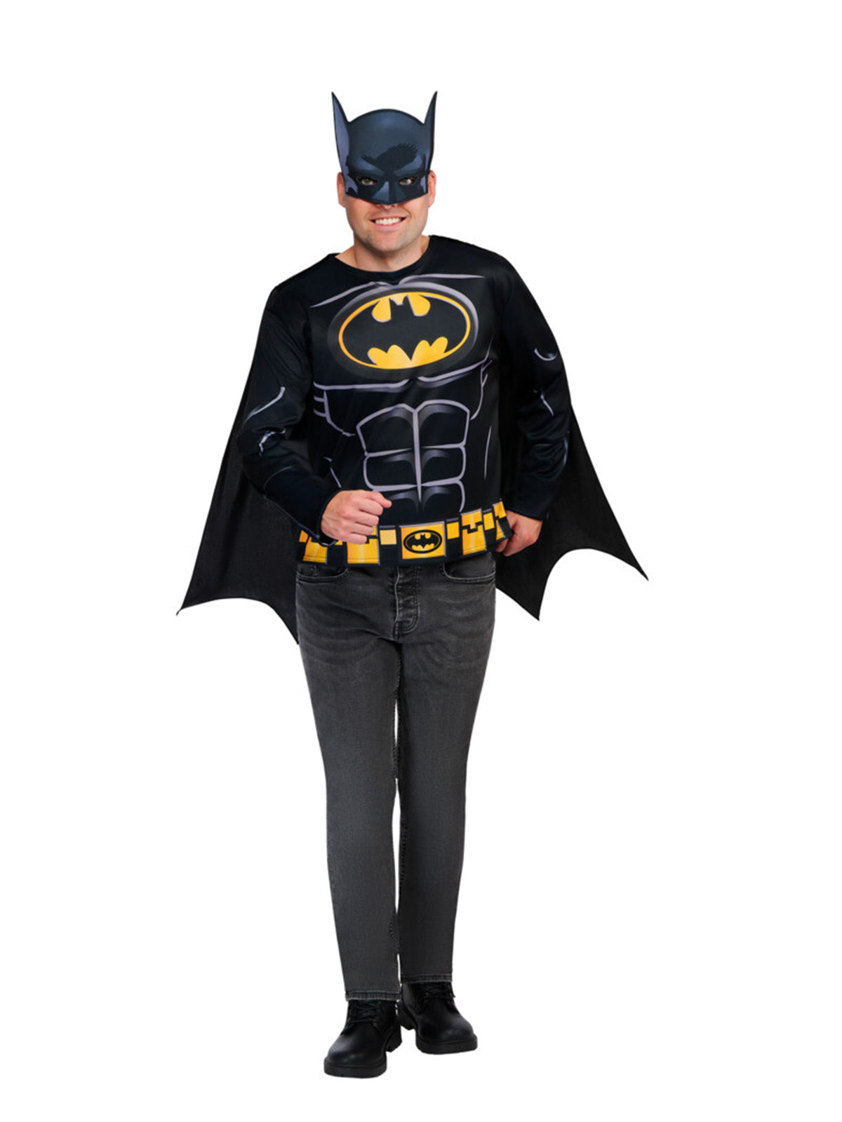 BATMAN COSTUME TOP CAPE & MASK ADULT