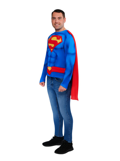 SUPERMAN COSTUME TOP & CAPE ADULT