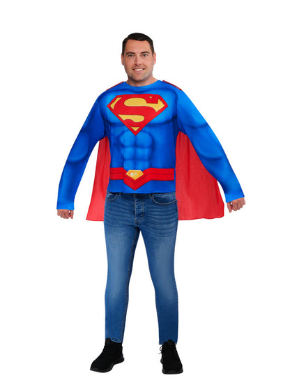 SUPERMAN COSTUME TOP & CAPE ADULT