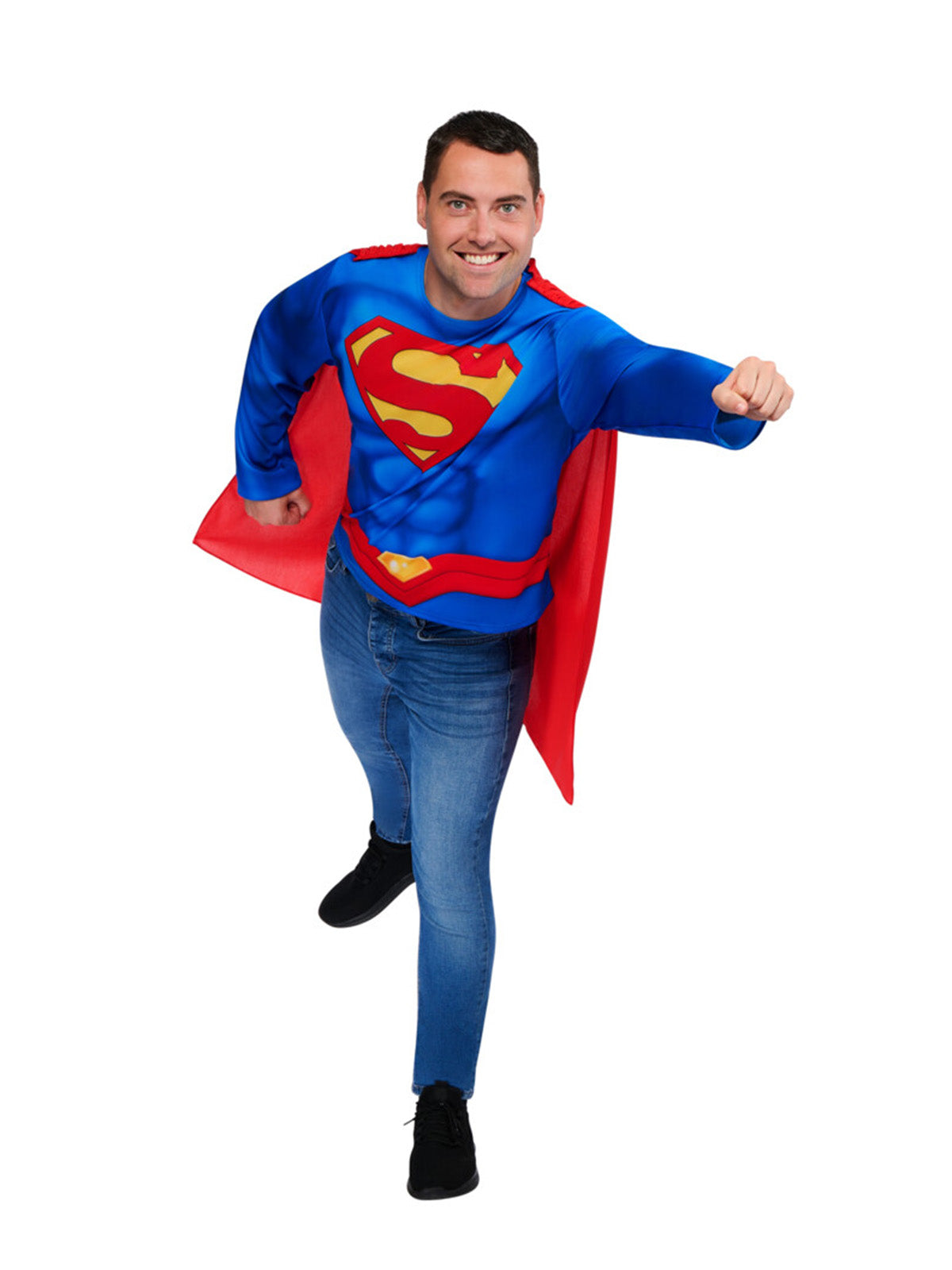 SUPERMAN COSTUME TOP & CAPE ADULT
