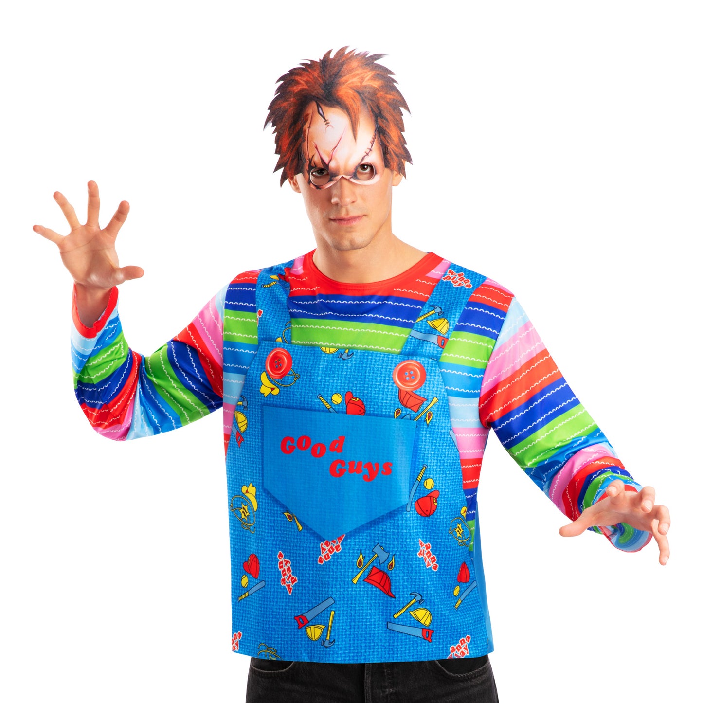 CHUCKY COSTUME TOP & MASK ADULT