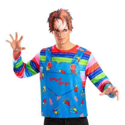 CHUCKY COSTUME TOP & MASK ADULT