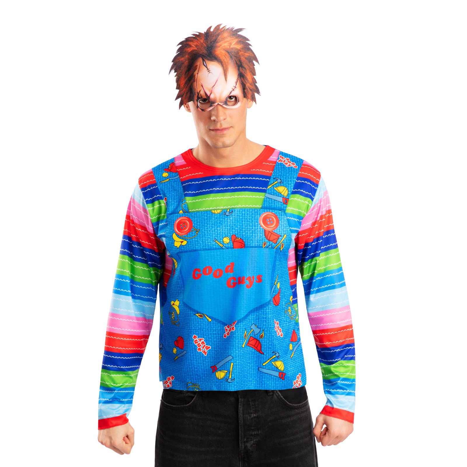 CHUCKY COSTUME TOP & MASK ADULT
