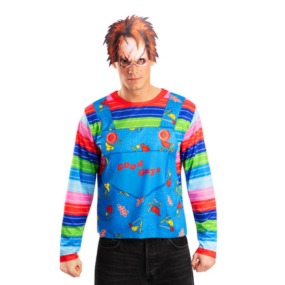 CHUCKY COSTUME TOP & MASK ADULT