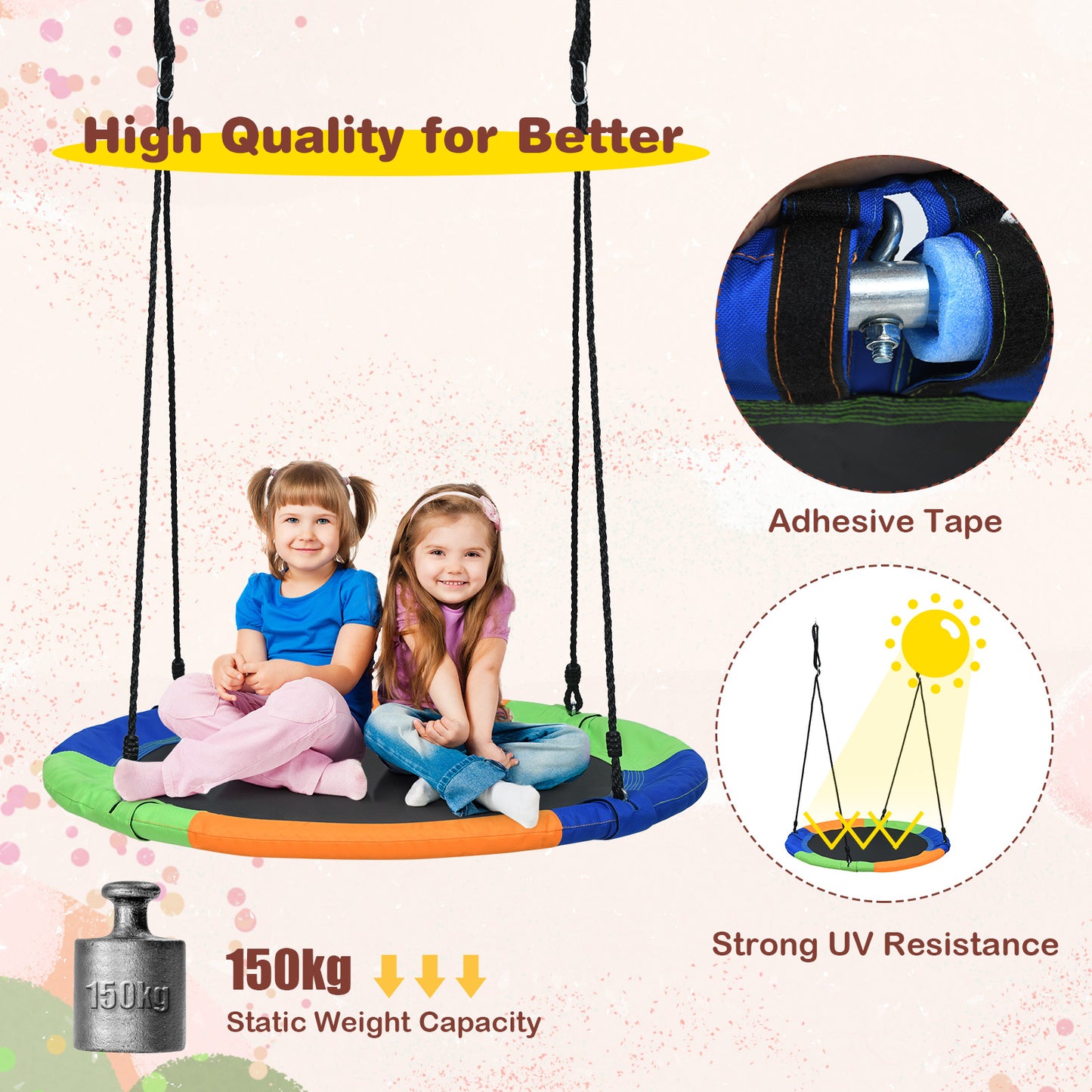 100cm Flying Saucer Tree Swing | Colorful 600D Oxford Fabric