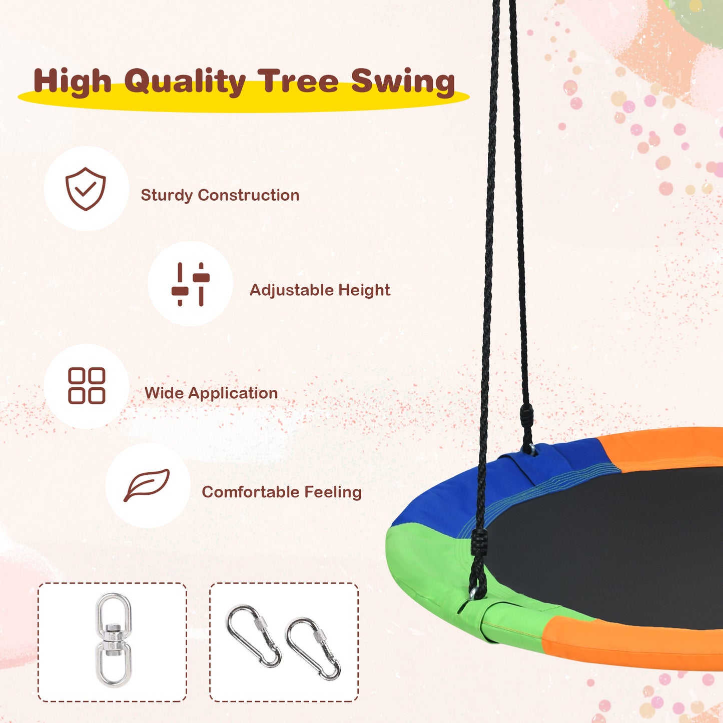 100cm Flying Saucer Tree Swing | Colorful 600D Oxford Fabric