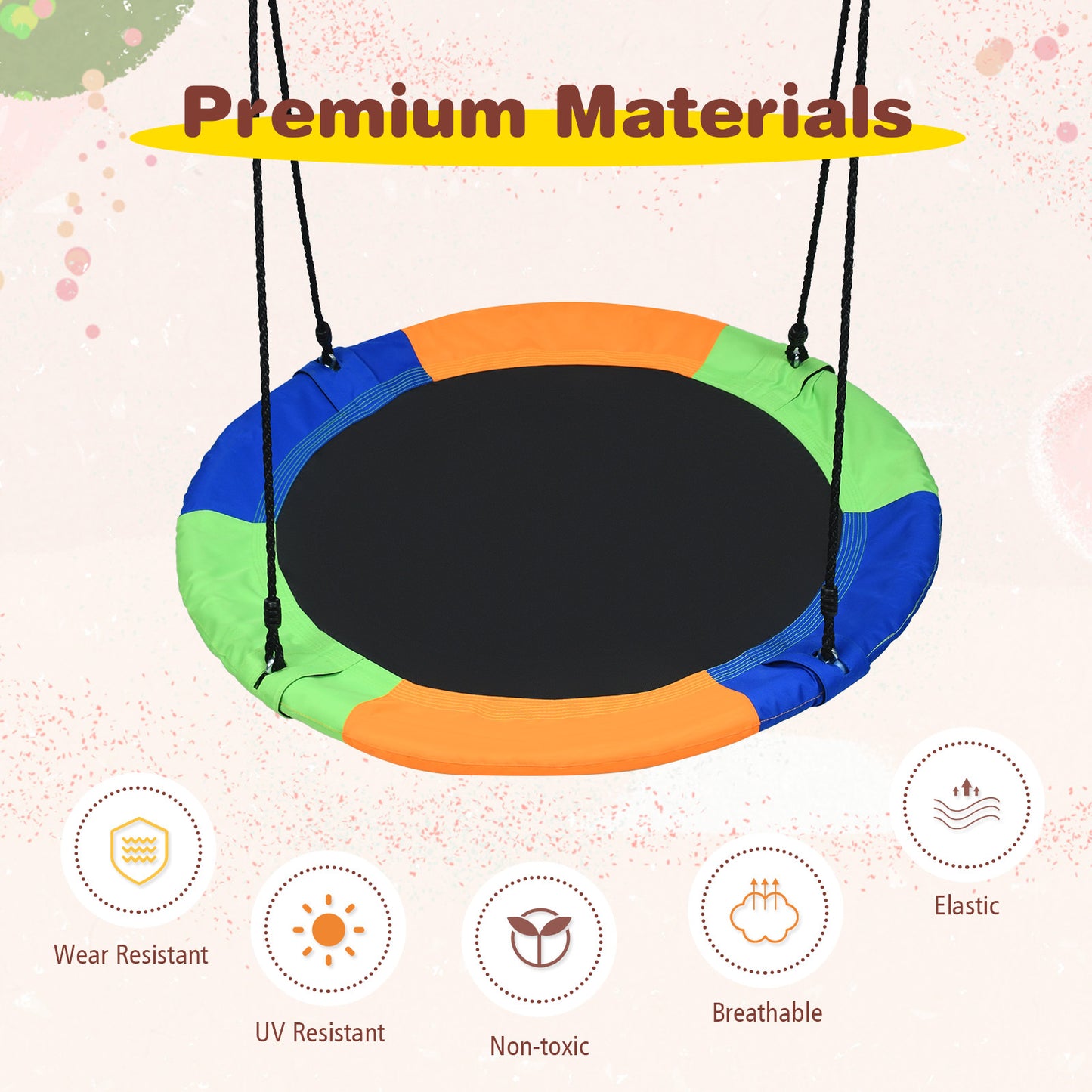 100cm Flying Saucer Tree Swing | Colorful 600D Oxford Fabric