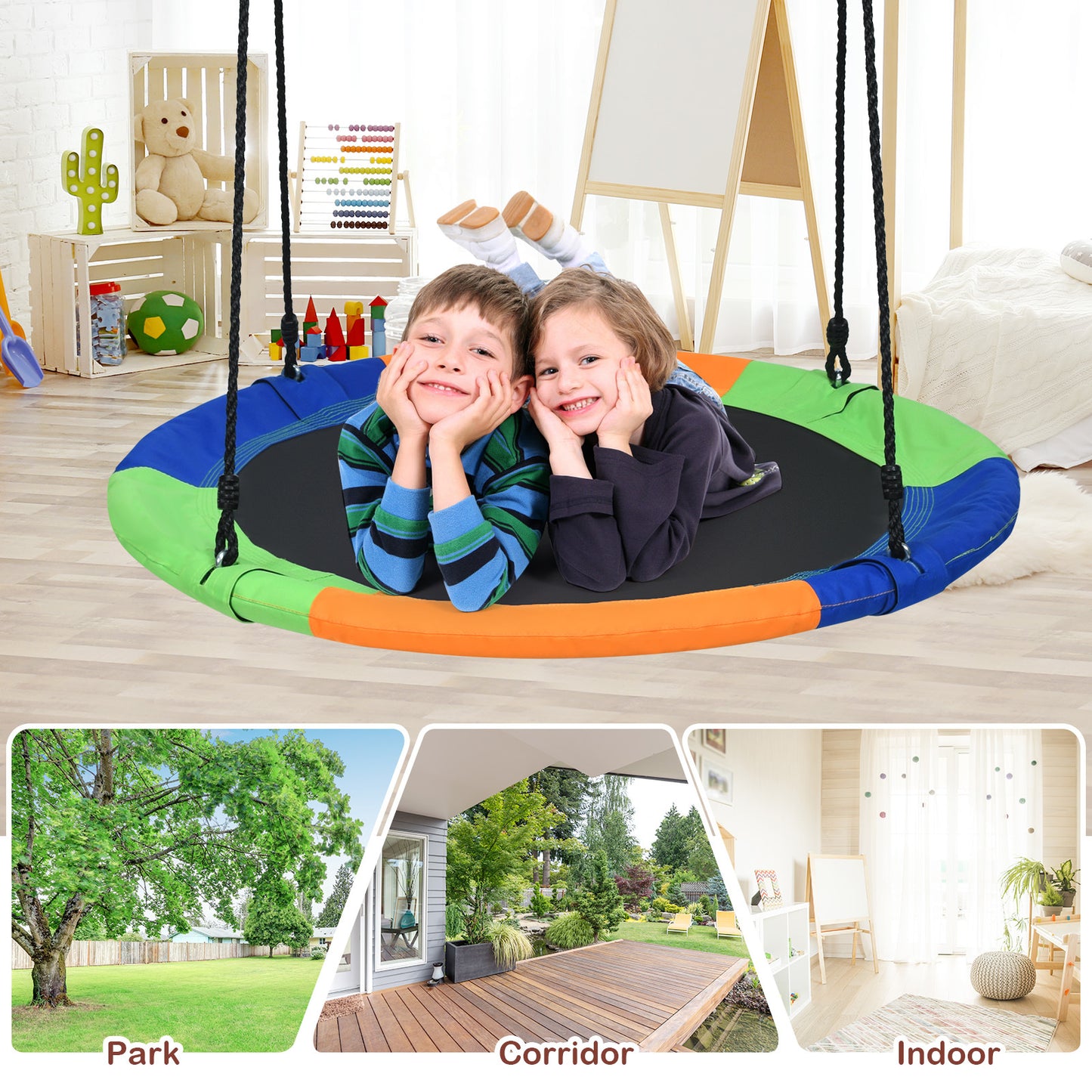 100cm Flying Saucer Tree Swing | Colorful 600D Oxford Fabric