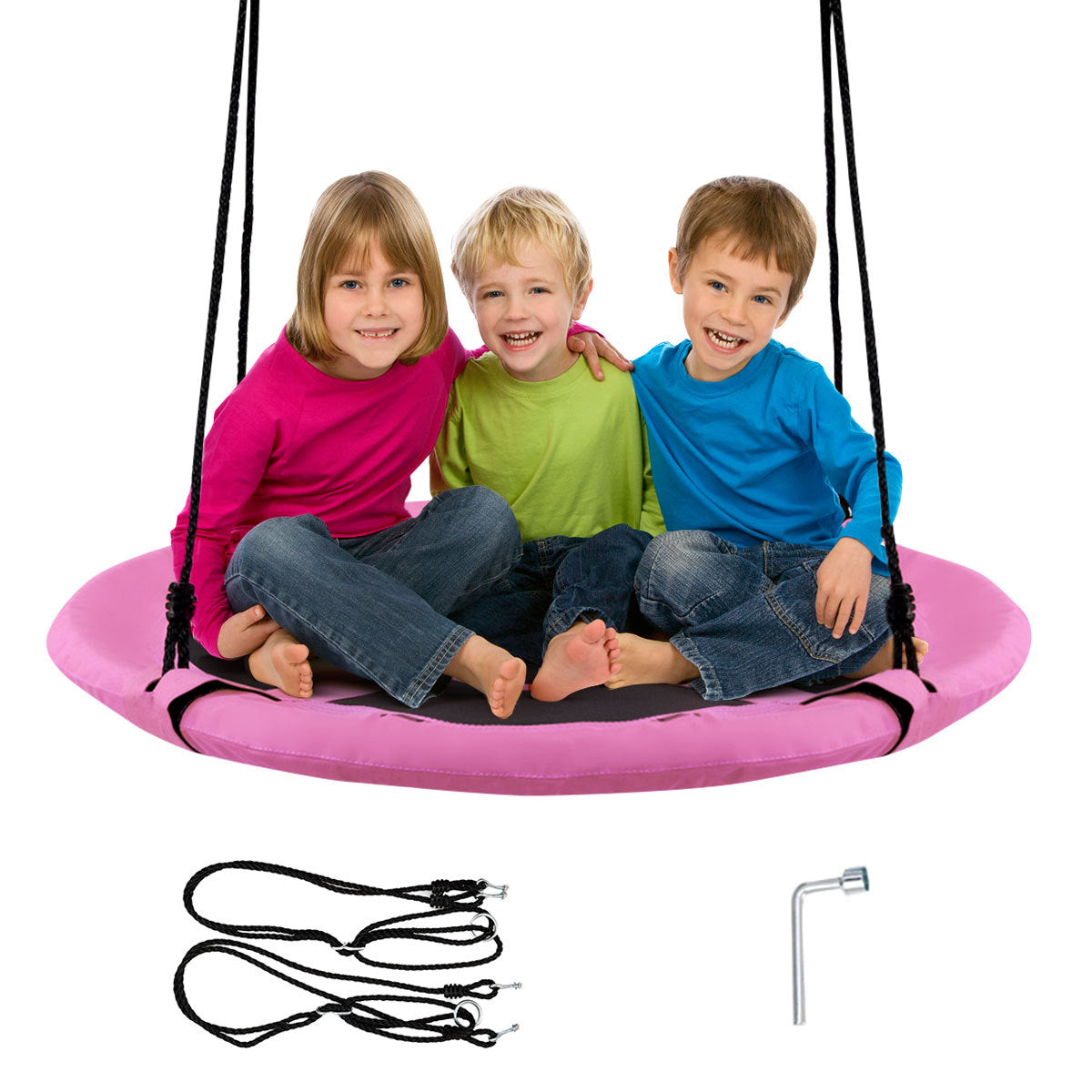Pink Flying Saucer Tree Swing 100cm | Adjustable Height Kids