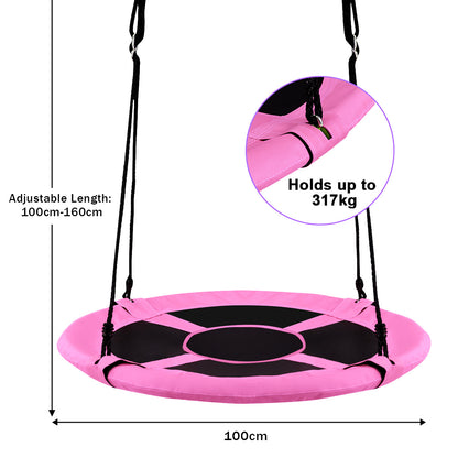 Pink Flying Saucer Tree Swing 100cm | Adjustable Height Kids