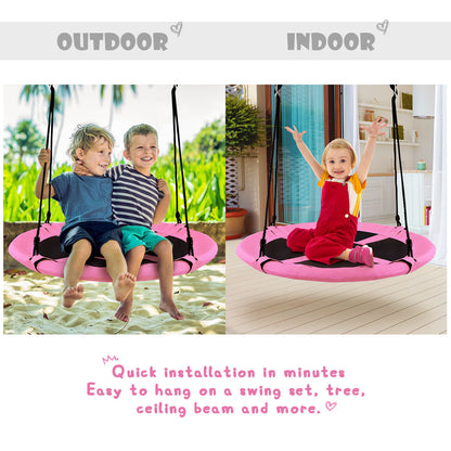 Pink Flying Saucer Tree Swing 100cm | Adjustable Height Kids