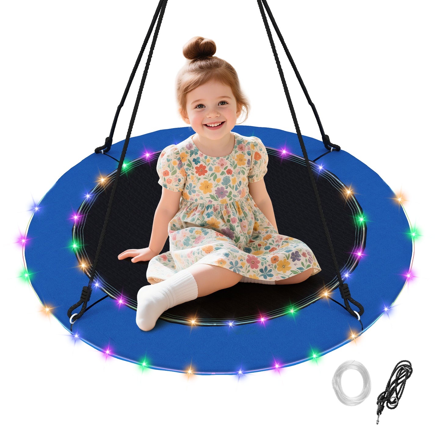 100cm Blue LED Light Tree Swing | 8 Modes | 300kg Capacity