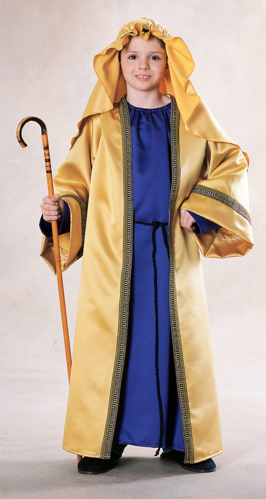 Kids deluxe purple & gold Joseph Biblical robe costume set, perfect for dress-up play.