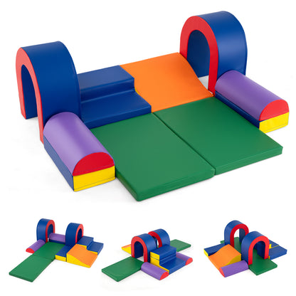 10 Piece Soft Foam Climbing Blocks with Slide | Multicolor