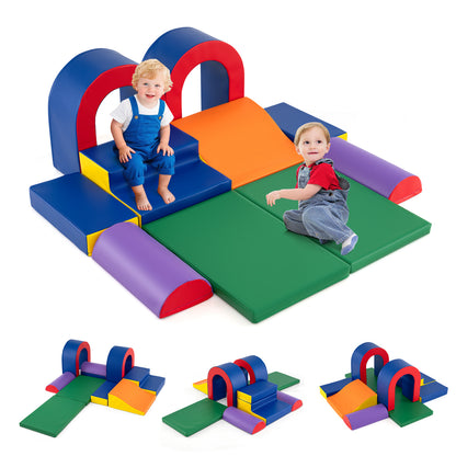 10 Piece Soft Foam Climbing Blocks with Slide | Multicolor