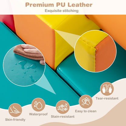 10 Piece Colorful PU Leather Foam Climbing Blocks | Toddler Toys