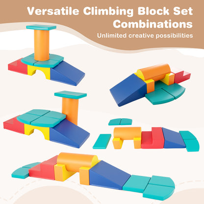 10 Piece Colorful PU Leather Foam Climbing Blocks | Toddler Toys