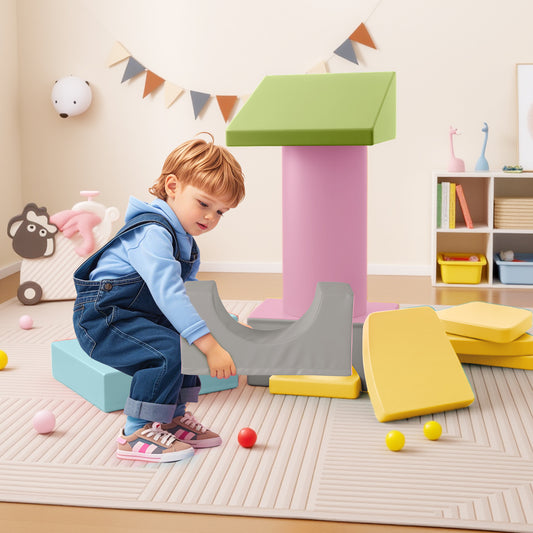 10 Piece Yellow Foam Climbing Blocks | PU Leather Building Toys