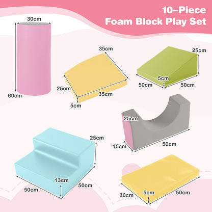 10 Piece Yellow Foam Climbing Blocks | PU Leather Building Toys