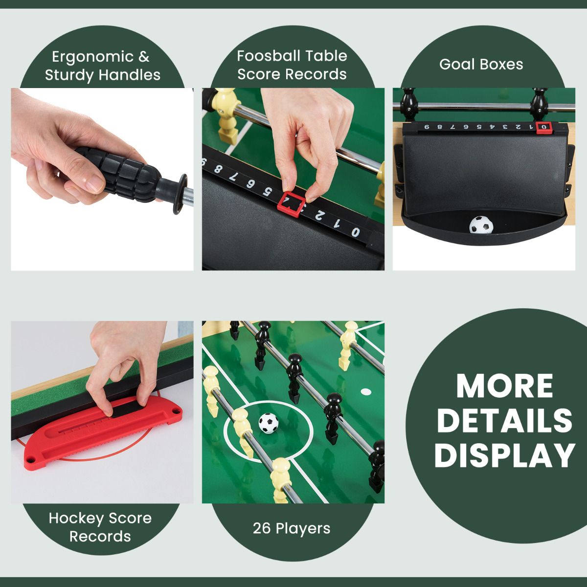10 In 1 Multi Game Table | Natural Wood Foosball Hockey Pool