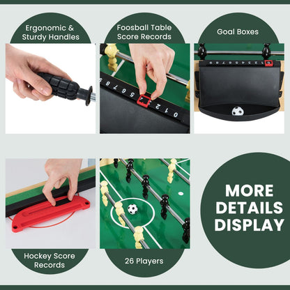 10 In 1 Multi Game Table | Natural Wood Foosball Hockey Pool