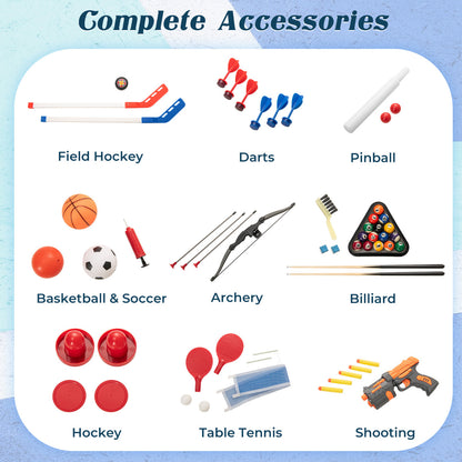 Blue 10 In 1 Combo Multi Game Table Set | All Accessories Included
