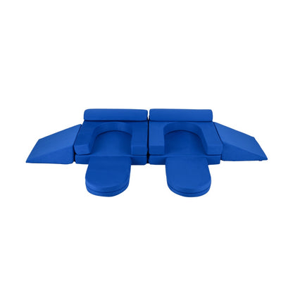 Blue 10-Piece Modular Kids Play Couch | Soft Suede Fabric