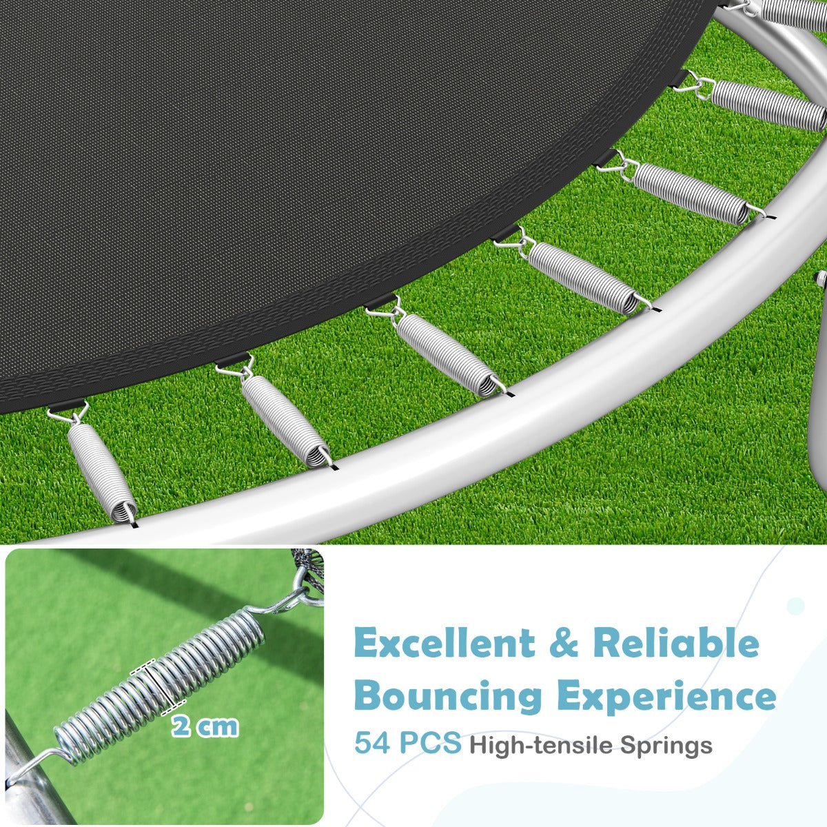 10 Ft Black Trampoline | High Bounce Mat & Enclosure Net