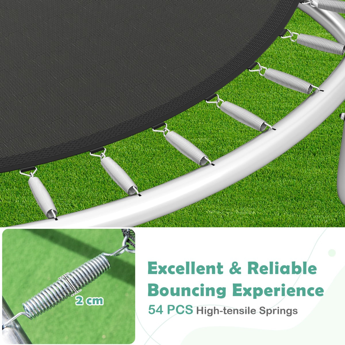 10 Ft Green Outdoor Trampoline | High Bounce With Enclosure Net