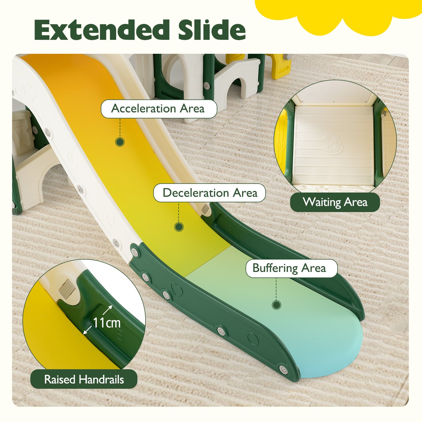 10 In 1 Toddler Slide Set | Basketball Hoop Telescope Yellow