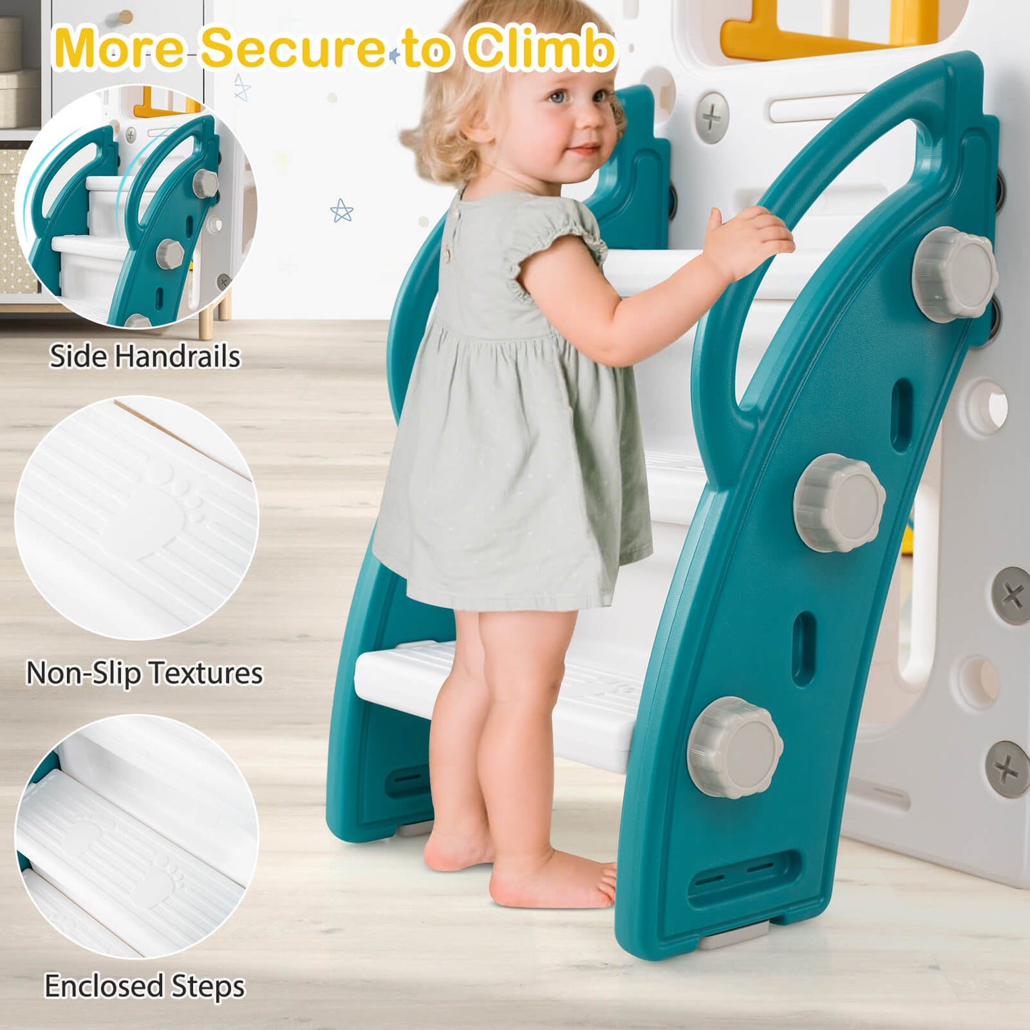 10 In 1 Yellow Toddler Swing Slide Set | Basketball Hoop Storage