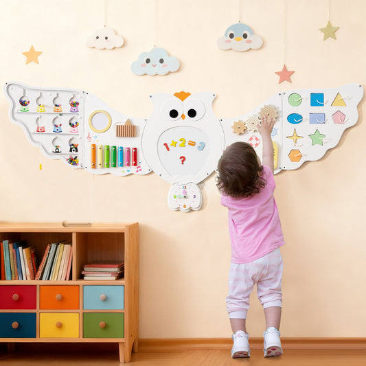 11-In-1 Owl Activity Wall Busy Board Panels for Kids 3+ Years Old