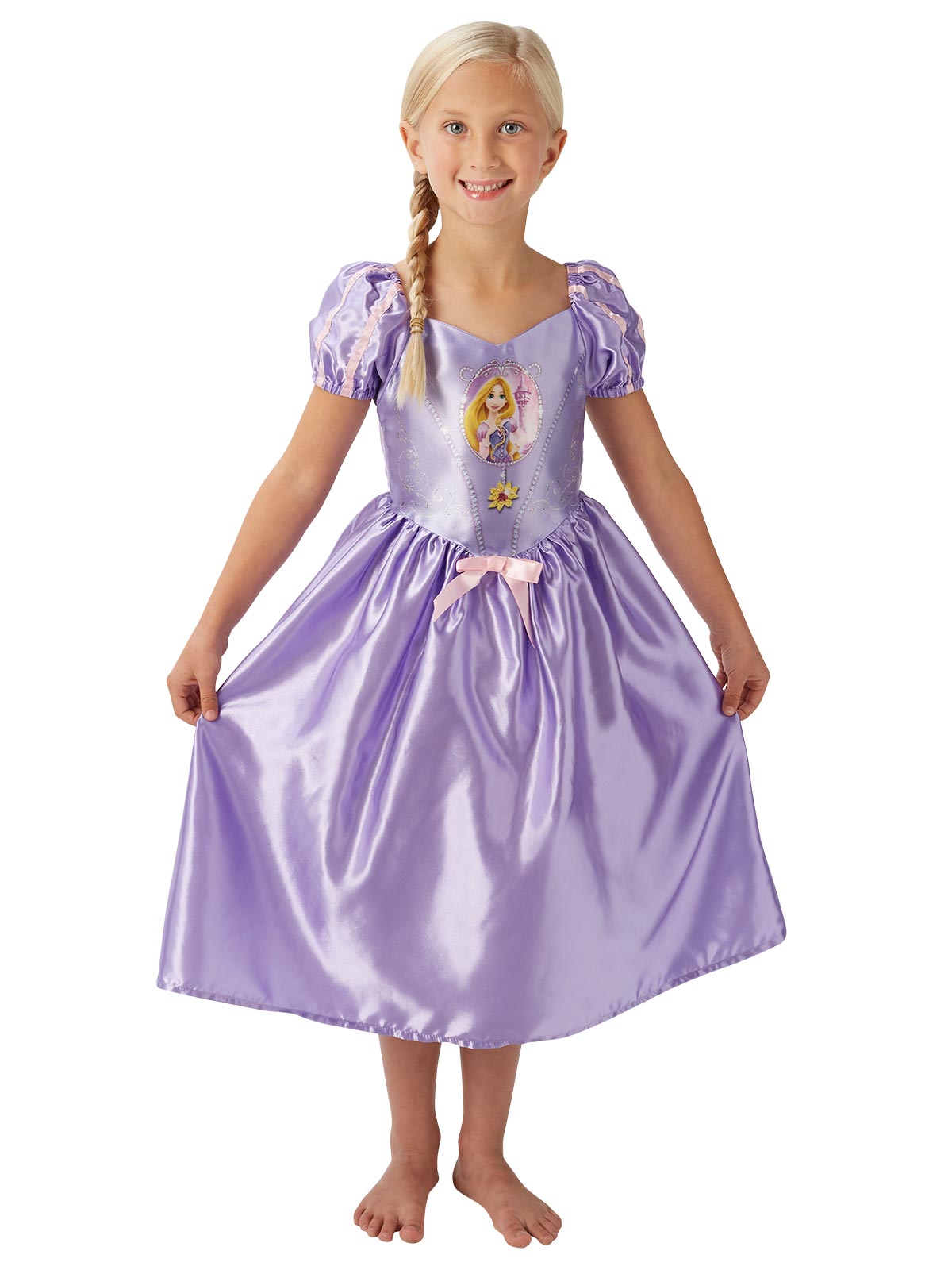 Rapunzel Purple Satin Costume | Disney Princess Dress with Bow