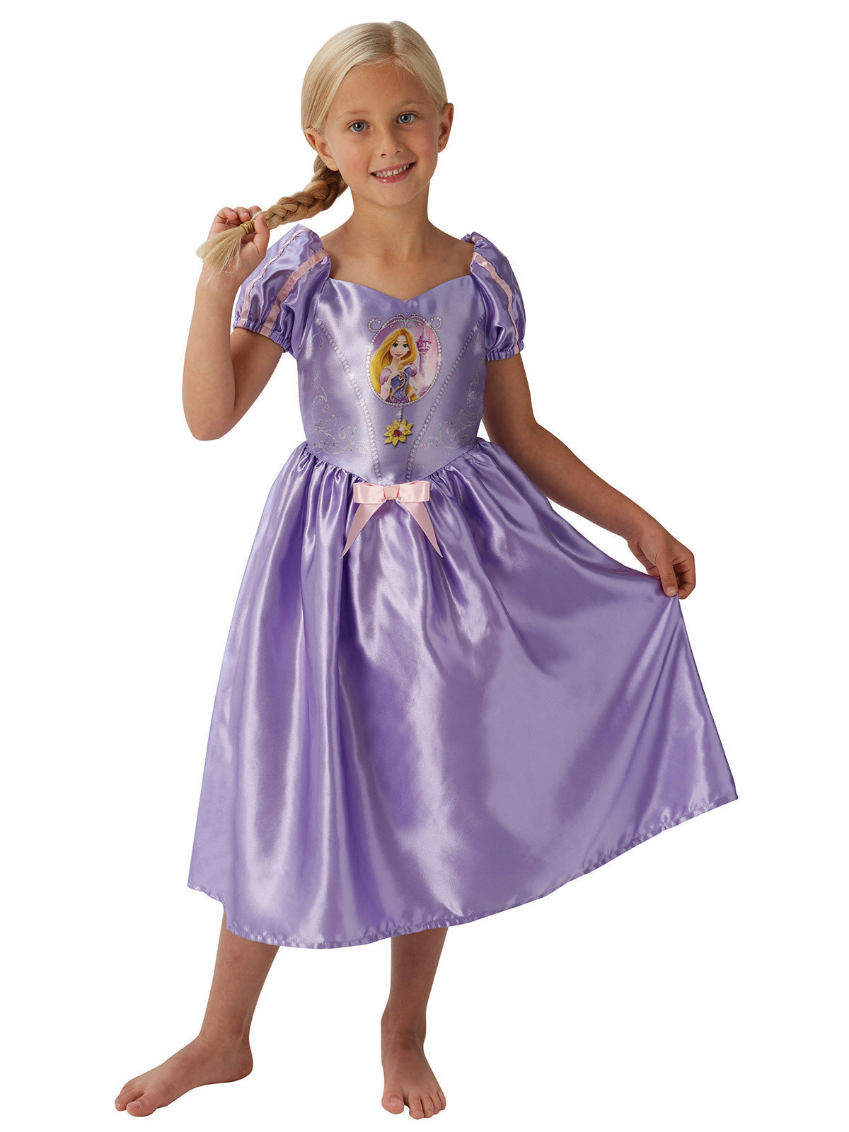 Rapunzel Purple Satin Costume | Disney Princess Dress with Bow