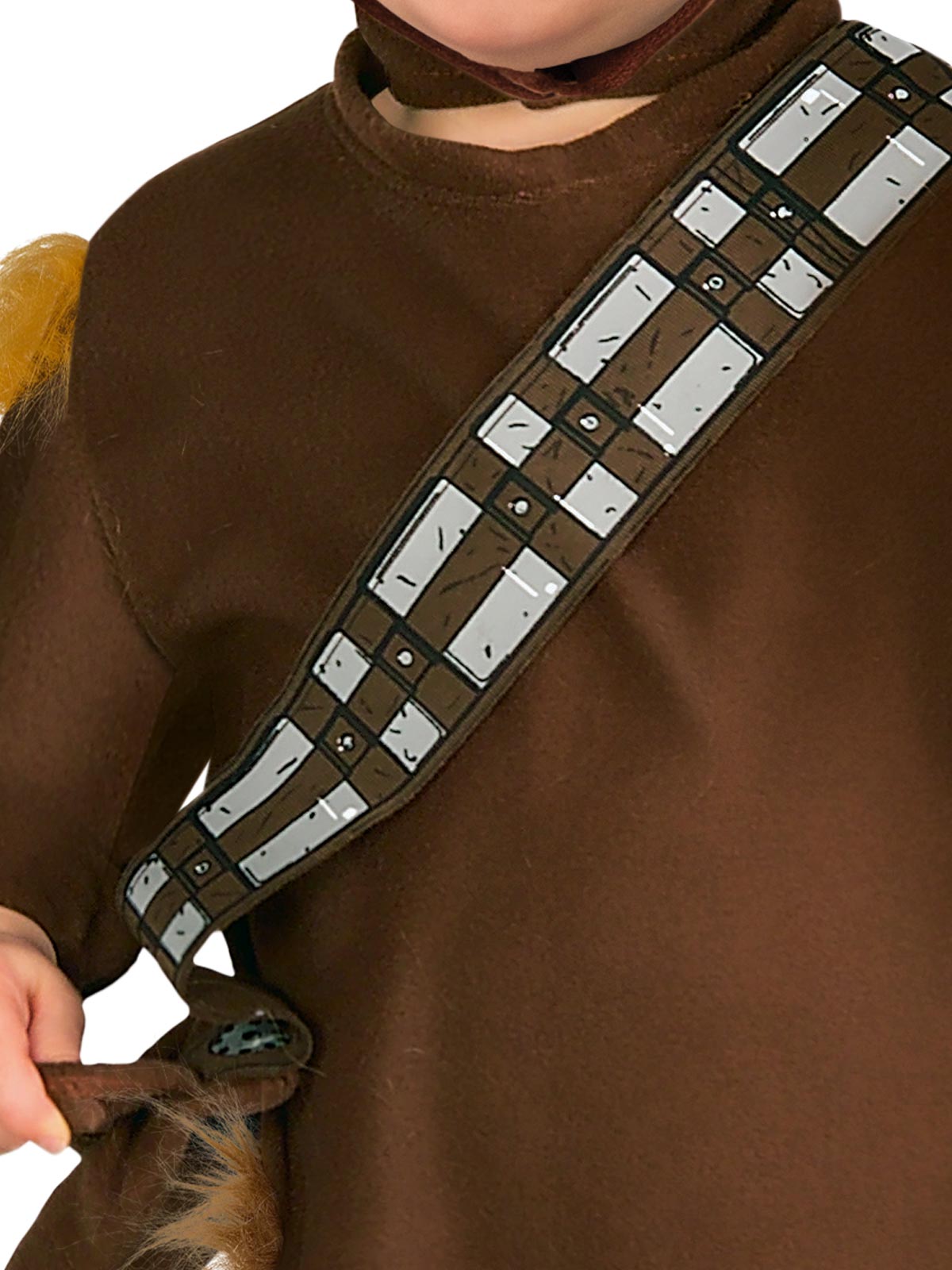 Adorable Chewbacca toddler costume with headpiece - perfect for young Star Wars fans at home.