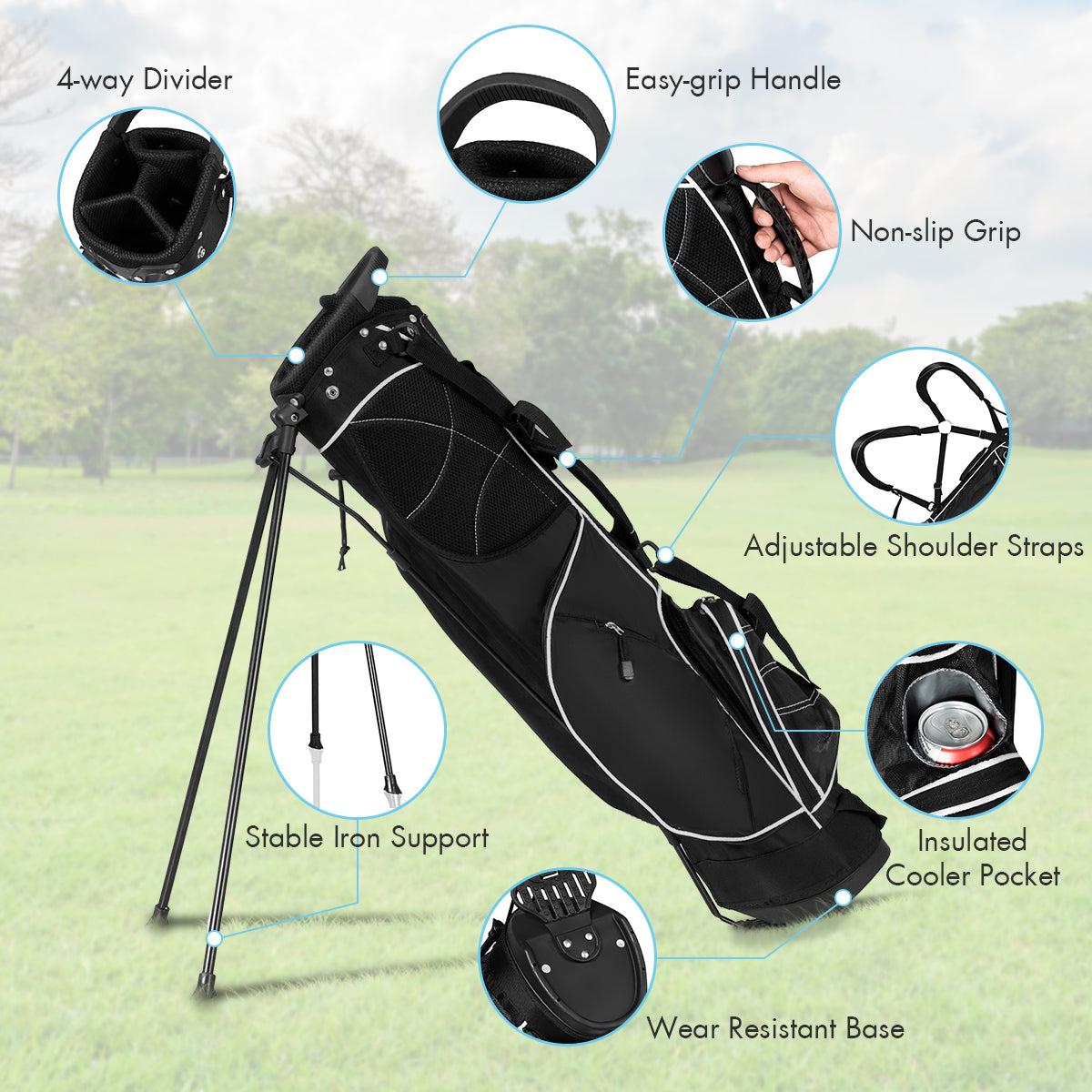 Ultra Light 3.5lb Blue Golf Stand Bag | 4-Way Top Dividers